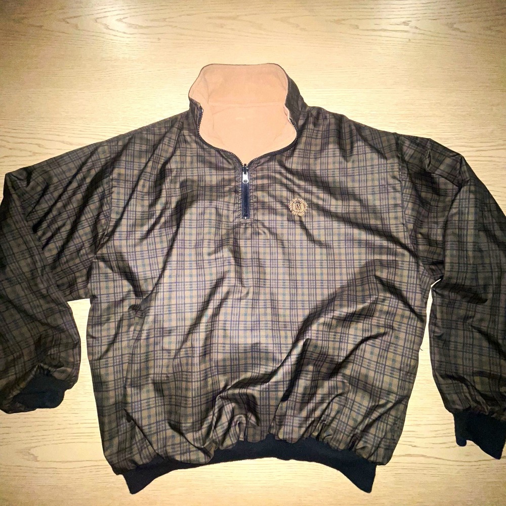 Vintage Roche Reversible 1/4 Zip Pullover Jacket Large Sodus Bay Heights GC USA
